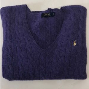 Polo Ralph Lauren V Neck Swetear Purple L New